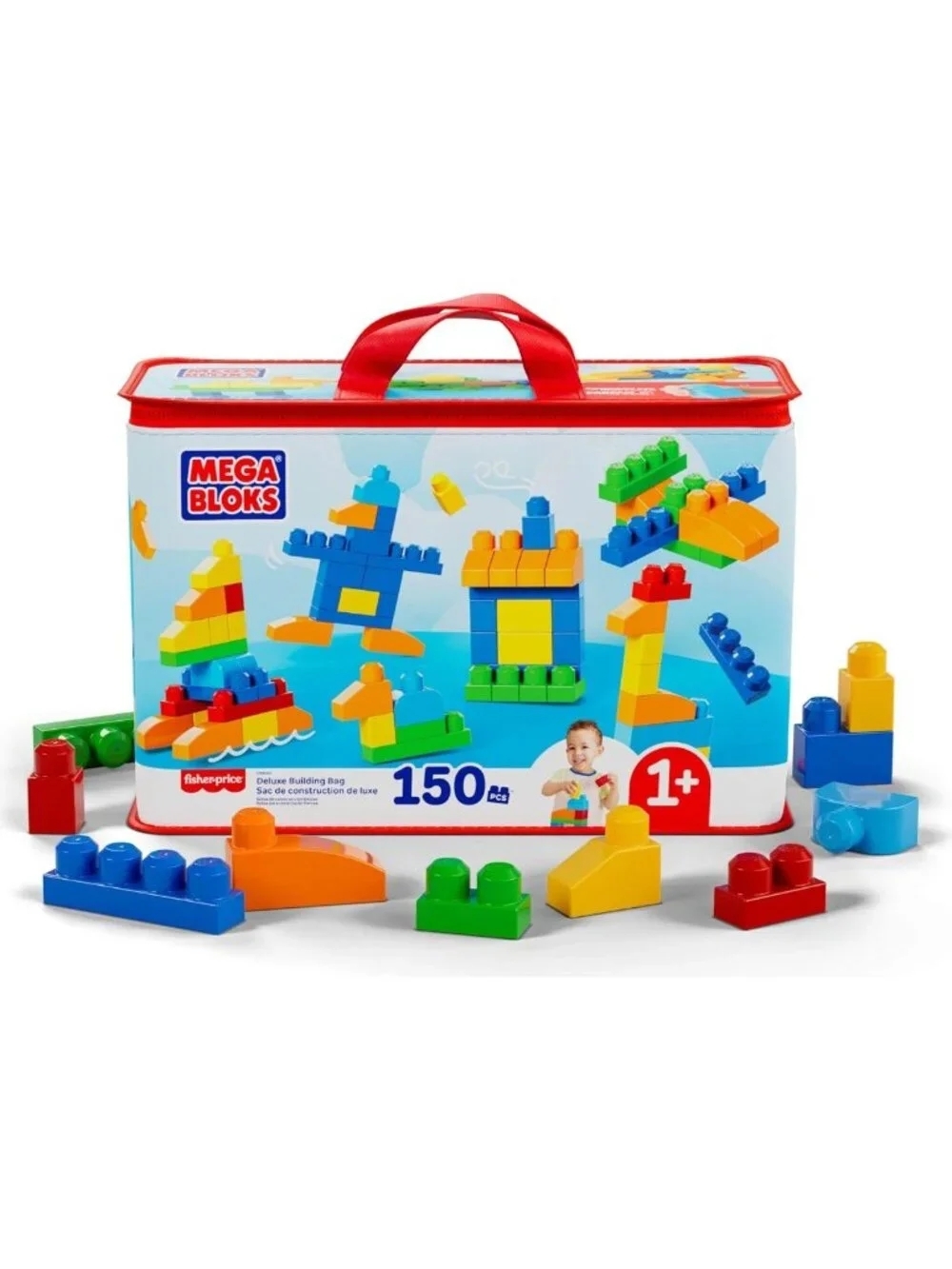 Deluxe Toddler Building Blocks Set - 150 Pieces, Storage Bag, Creative Play